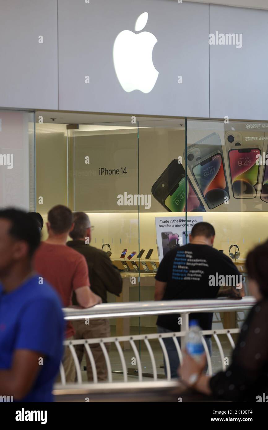 Tysons Corner, VA, USA. 16th Sep, 2022. View of shoppers lined up to