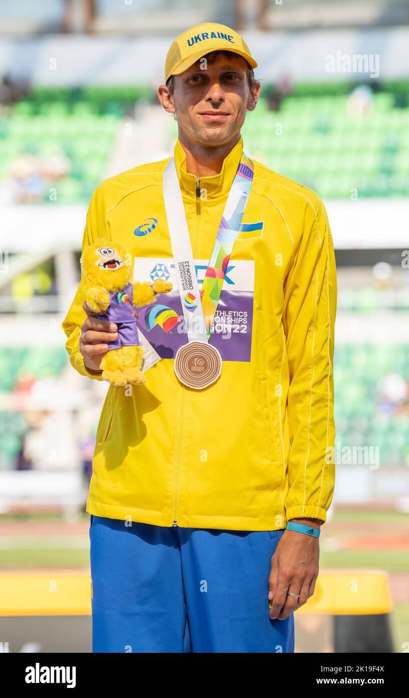 Andriy Protsenko of Ukraine bronze medal presentation for the men’s