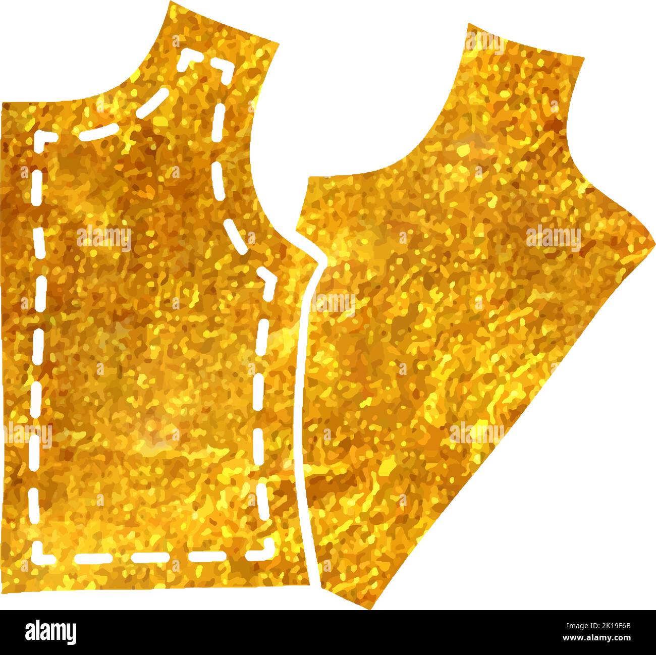 Hand drawn Sewing pattern icon in gold foil texture vector illustration ...
