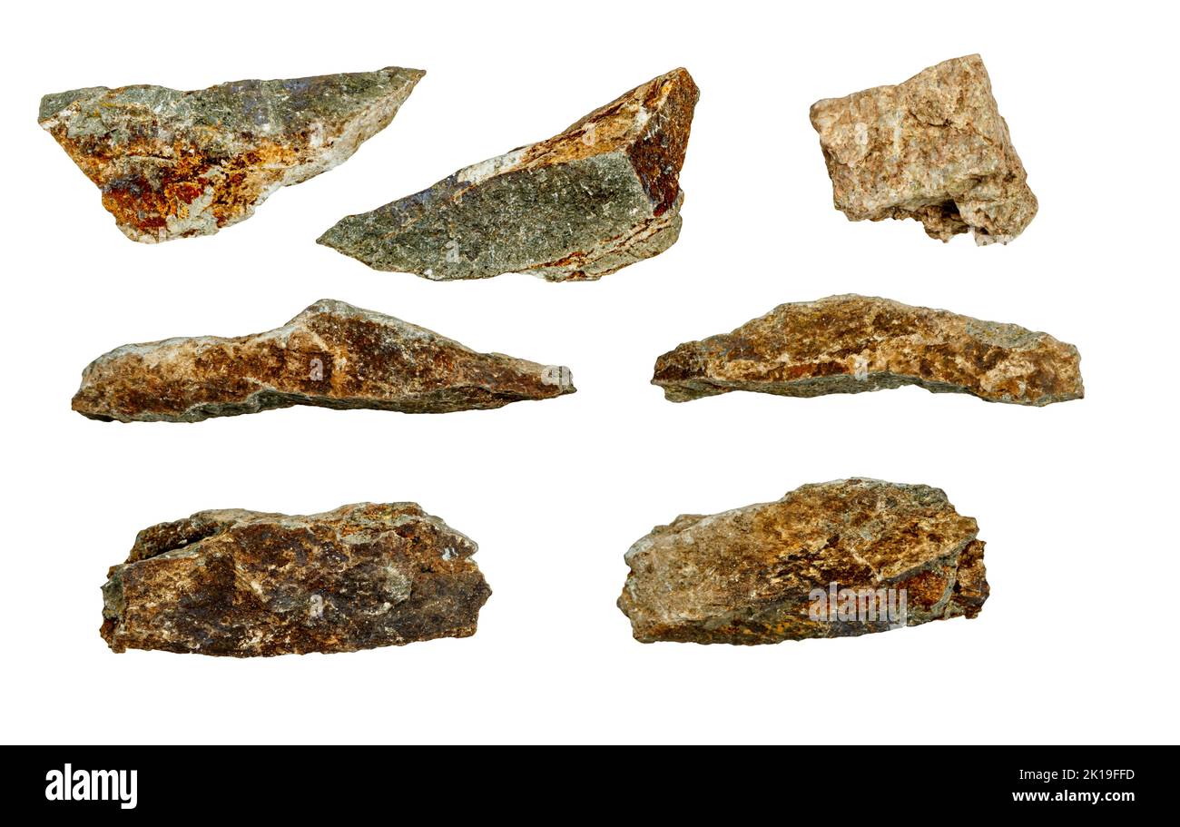 Macro – Building stone collection  isolated on white background, (high resolution) Stock Photo