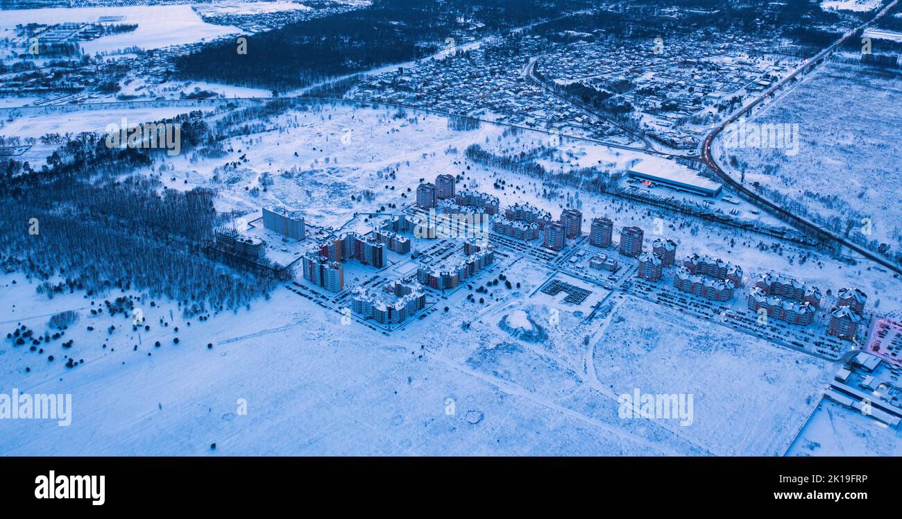 View of the city of Bucha and Irpin in 2021. Modern cottage areas, at ...