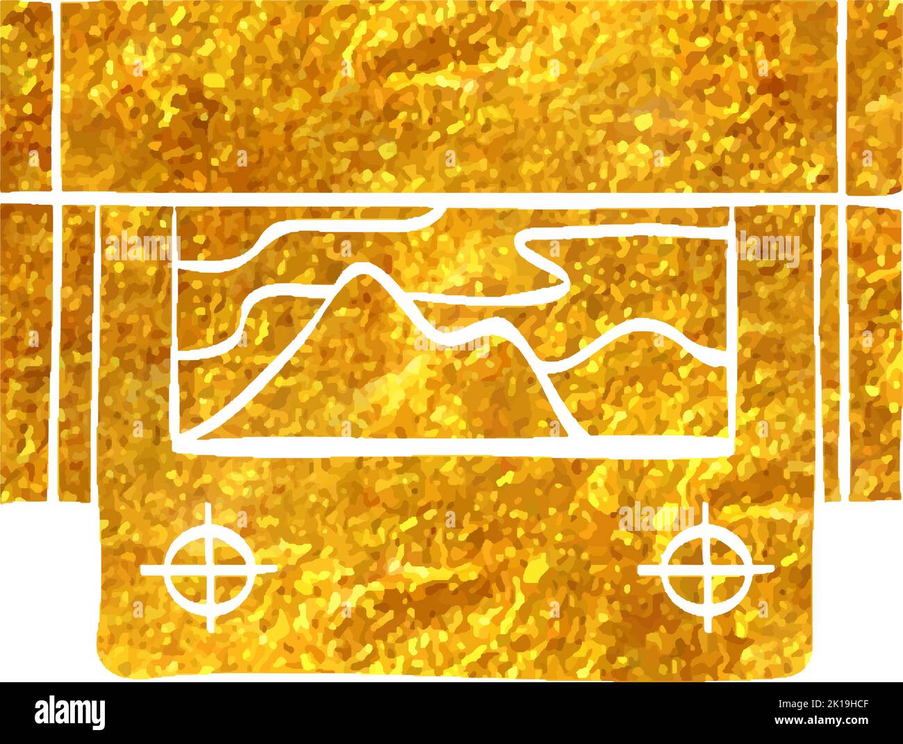 Hand drawn Printing proof icon in gold foil texture vector illustration ...