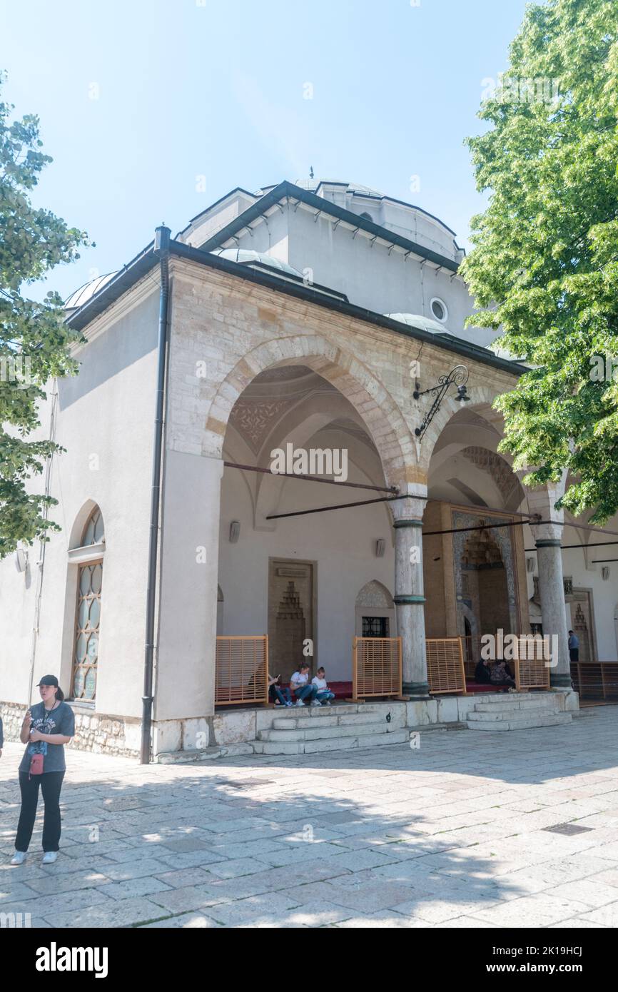 Sarajevo, Bosnia and Herzegovina - June 3, 2022: Gazi Husrev-beg Mosque in old town of Sarajevo. Stock Photo