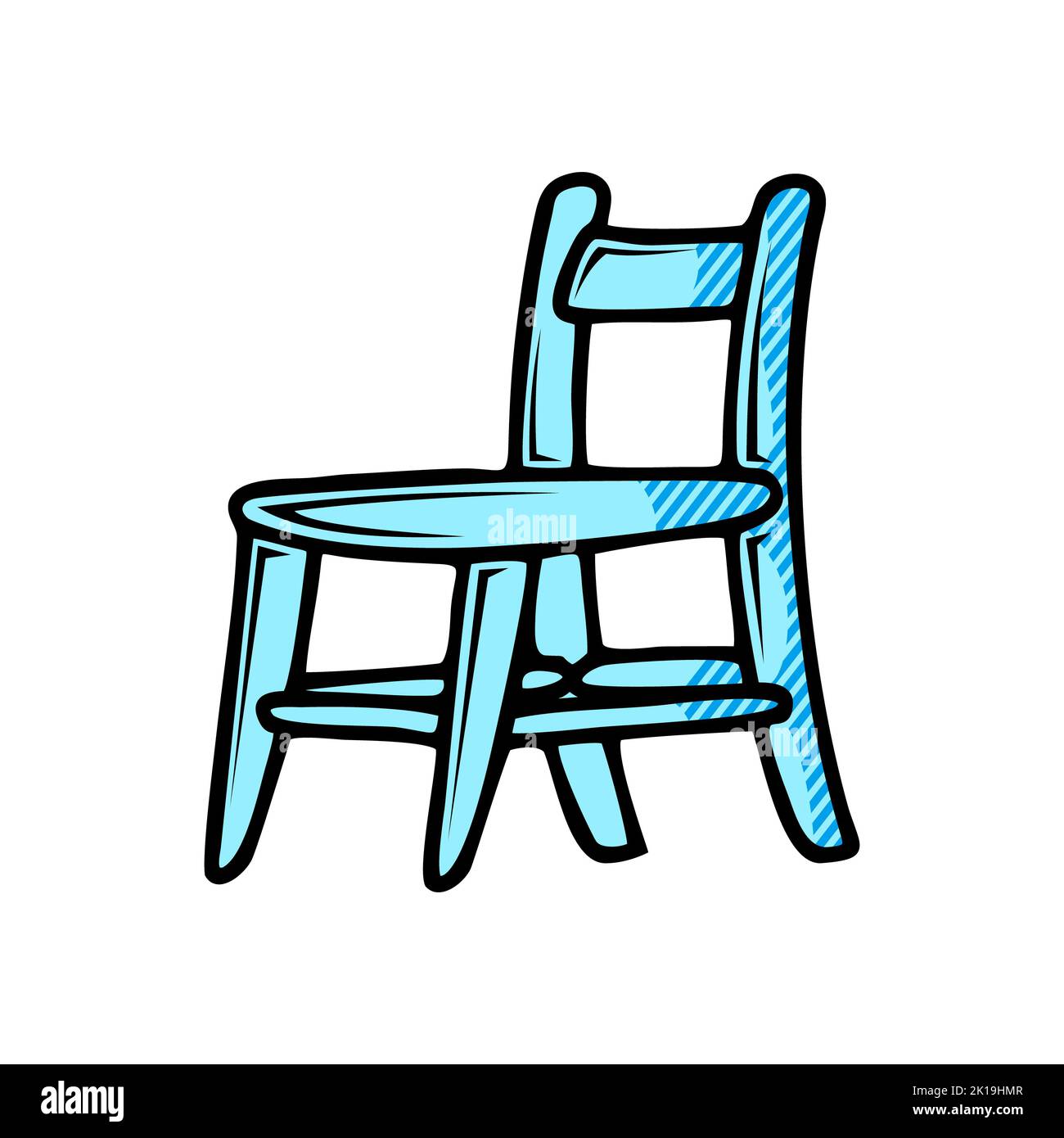 Hand drawn sketch of Chair isolated, Black and White Cartoon Vector Illustration for Coloring