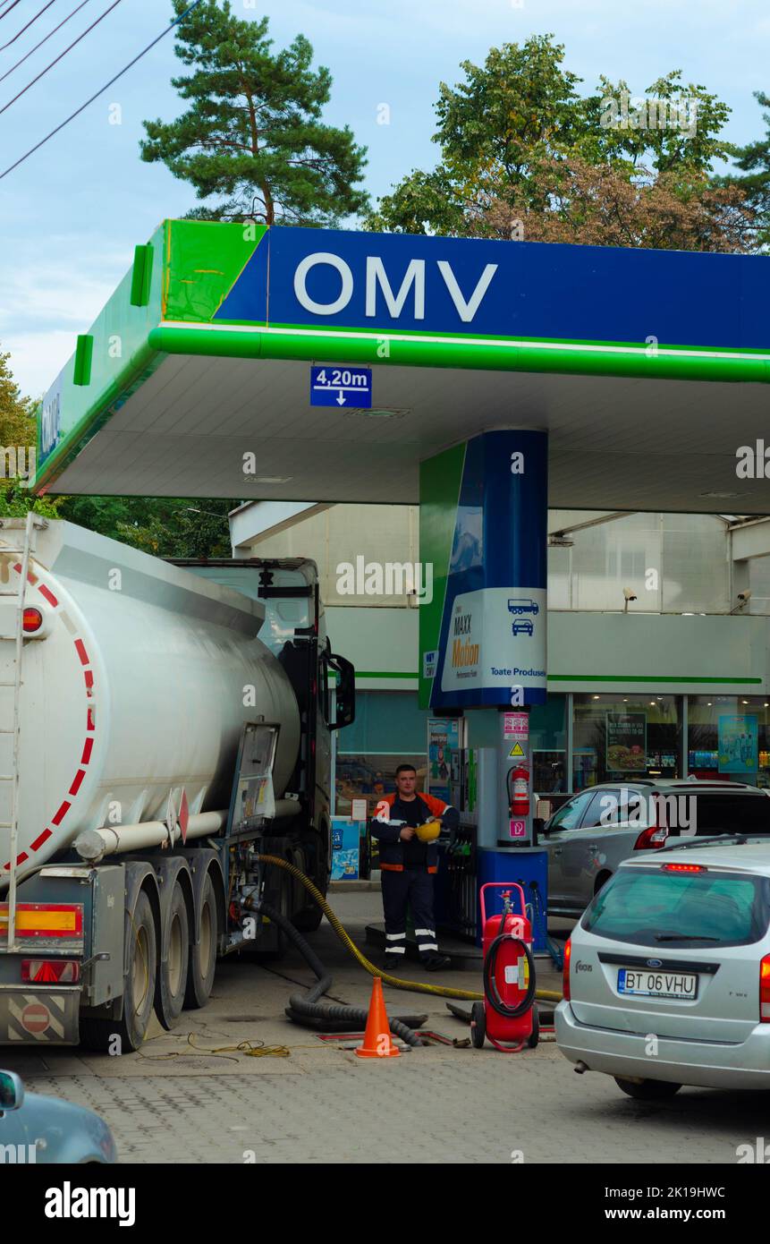 Bucharest, Romania - September 16, 2022: A Omv gas station in Bucharest. Diesel tank at the gas station. Editorial stock photo - stock image Stock Photo