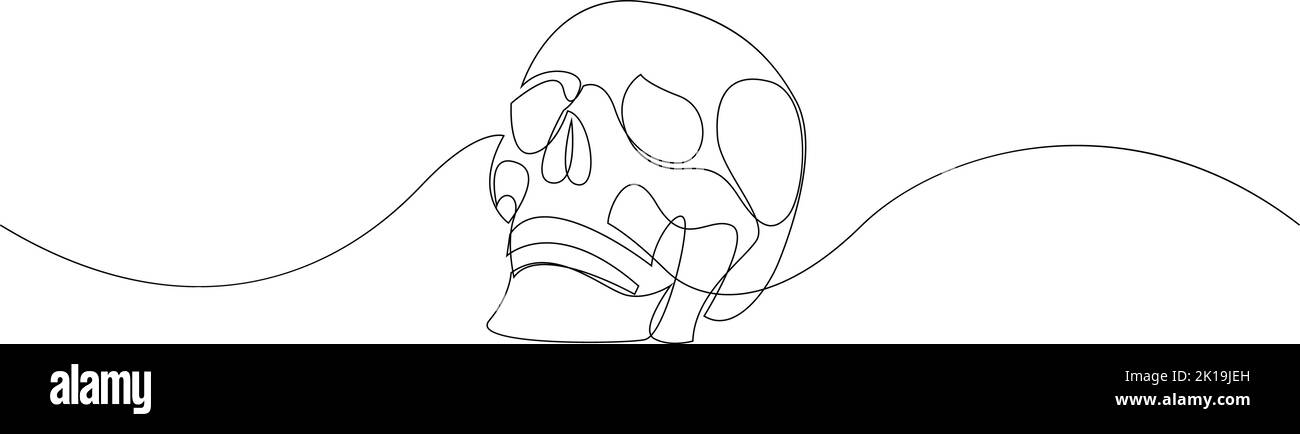 Abstract human skull continuous one line drawing. Vector illustration Stock Vector