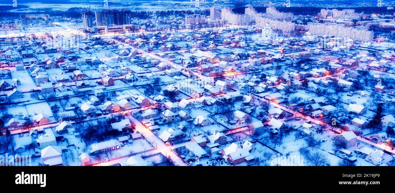 View of the city of Bucha and Irpin in 2021. Modern cottage areas, at ...