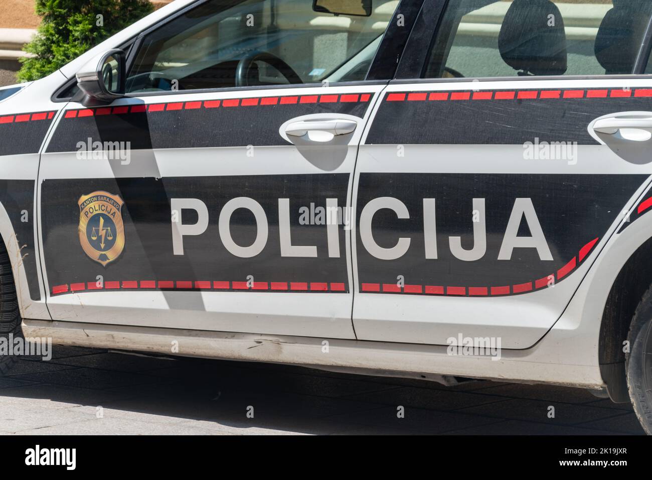 Sarajevo, Bosnia and Herzegovina - June 3, 2022: Policcija sign on