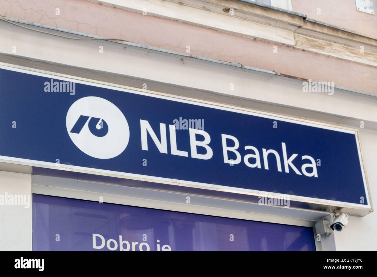 Sarajevo, Bosnia and Herzegovina - June 3, 2022: Logo of NLB Banka. Stock Photo