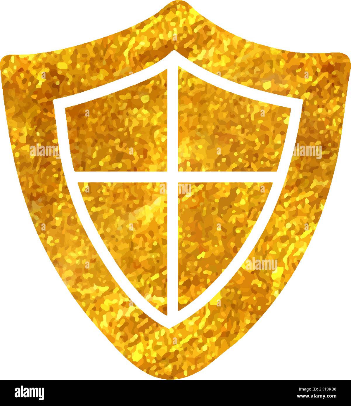 Hand drawn Shield icon in gold foil texture vector illustration Stock ...