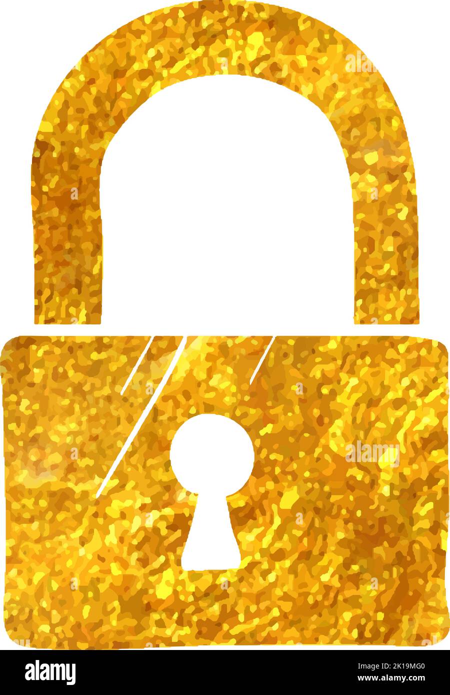 Hand drawn Padlock icon in gold foil texture vector illustration Stock ...