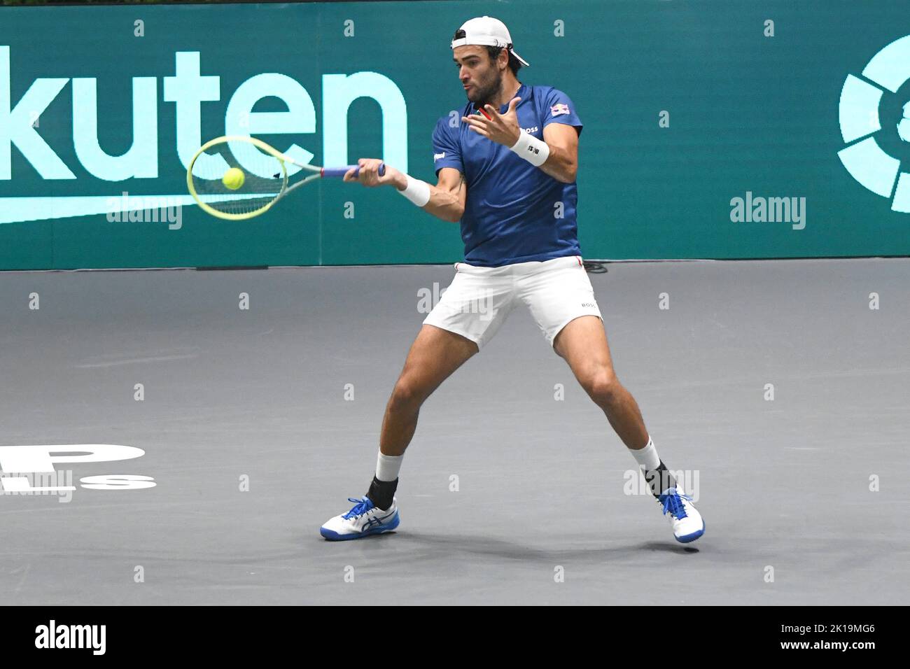 Matteo Berretini (Italy) against Argentina. Davis Cup Finals, Group A (Bologna) Stock Photo