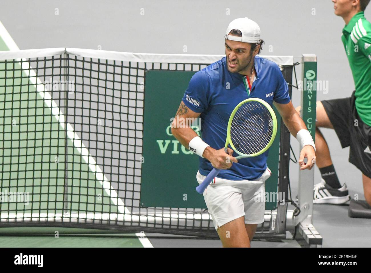 Matteo Berretini (Italy) against Argentina. Davis Cup Finals, Group A (Bologna) Stock Photo
