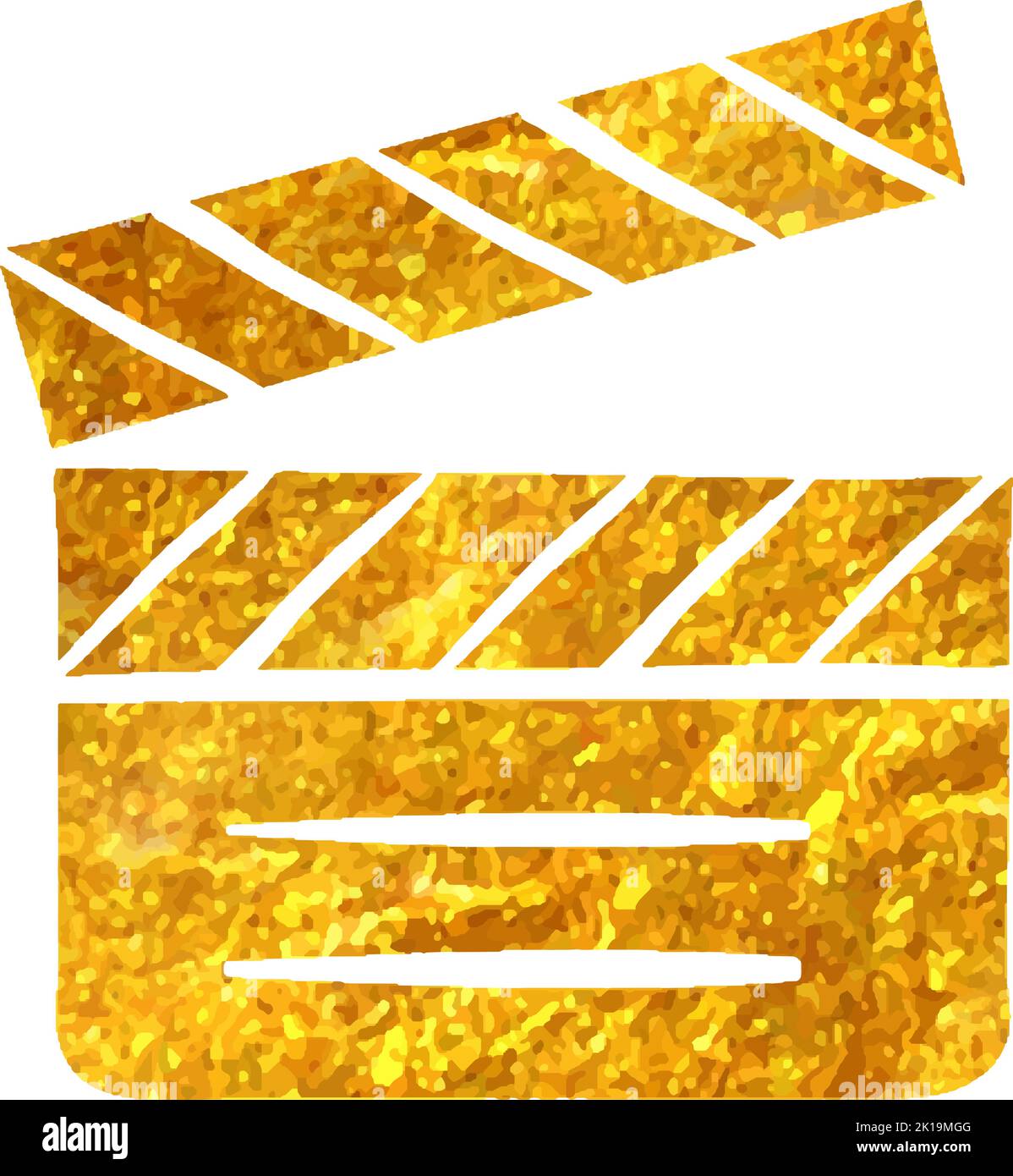 Hand drawn Cinema film icon in gold foil texture vector illustration ...