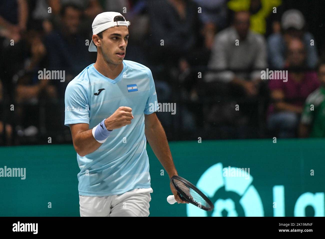Francisco Cerúndolo (Argentina) against Italy. Davis Cup Finals, Group A (Bologna) Stock Photo