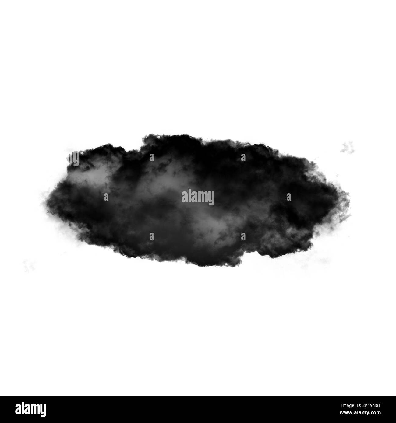 Black cloud isolated over white background 3D illustration, natural smoke cloud shape Stock Photo