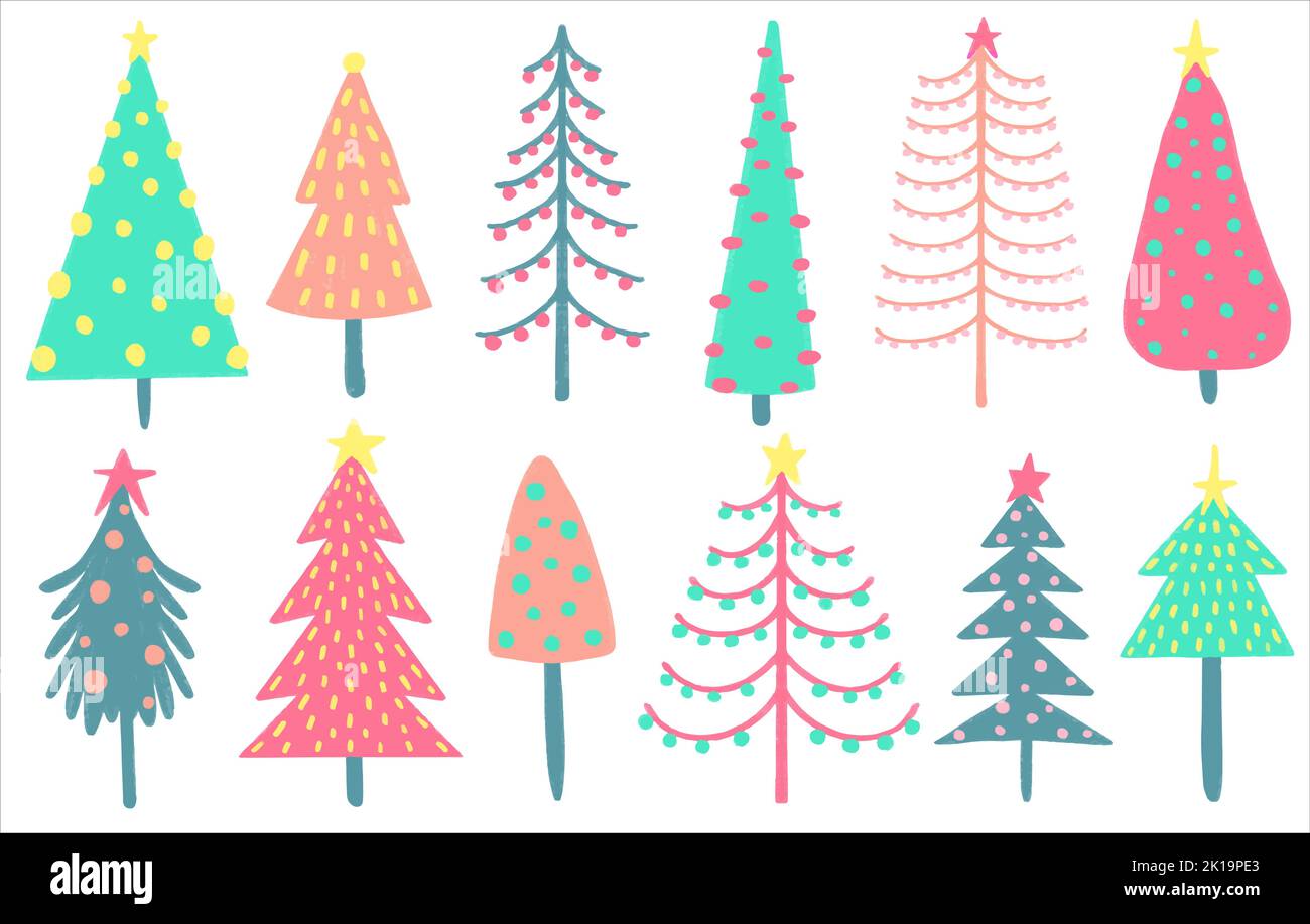 Watercolor Vector Christmas tree set isolated on a white background ...