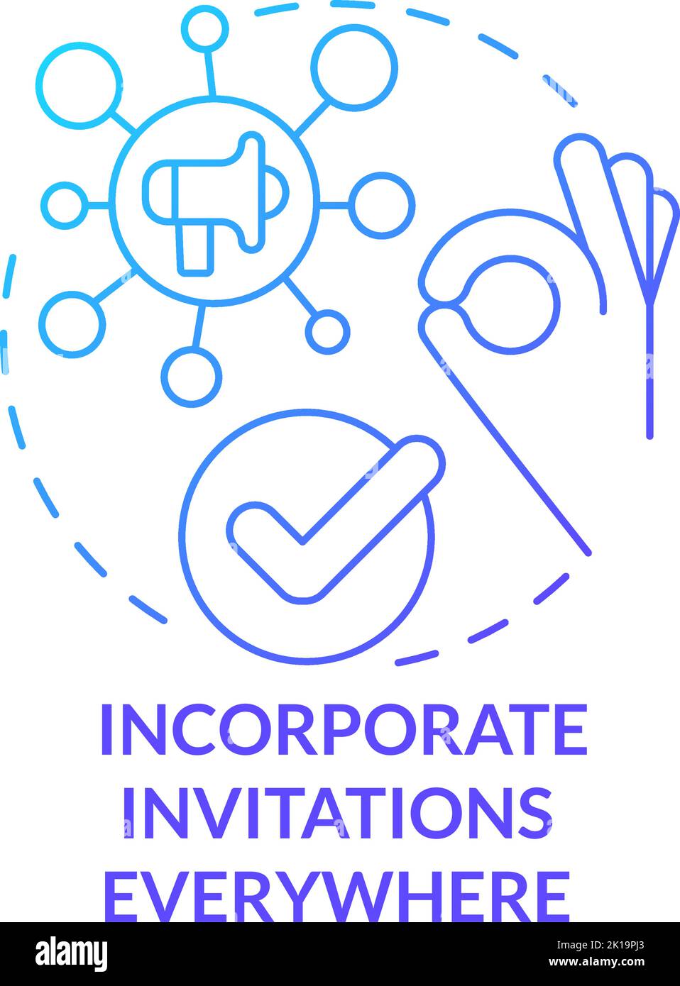 Incorporate invitations everywhere blue gradient concept icon Stock ...