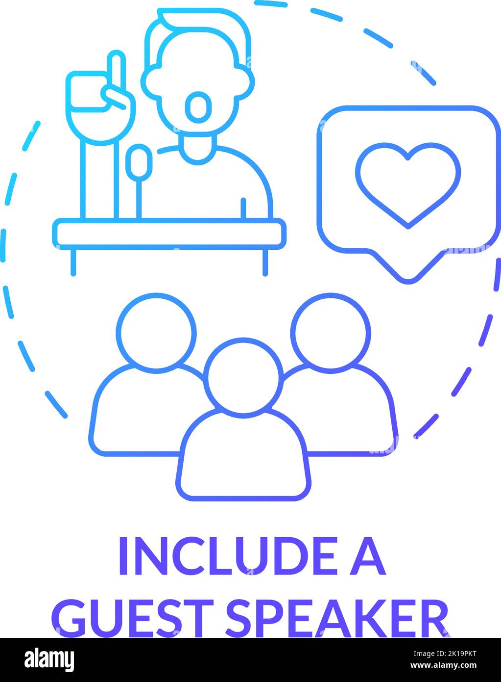 Include guest speaker blue gradient concept icon Stock Vector Image