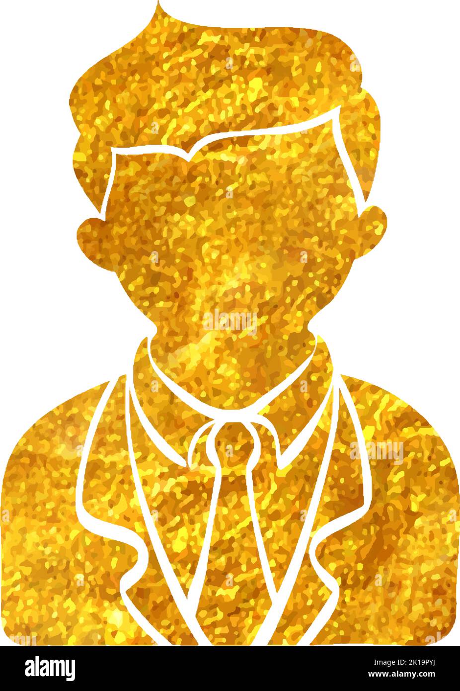 Hand drawn Businessman icon in gold foil texture vector illustration ...