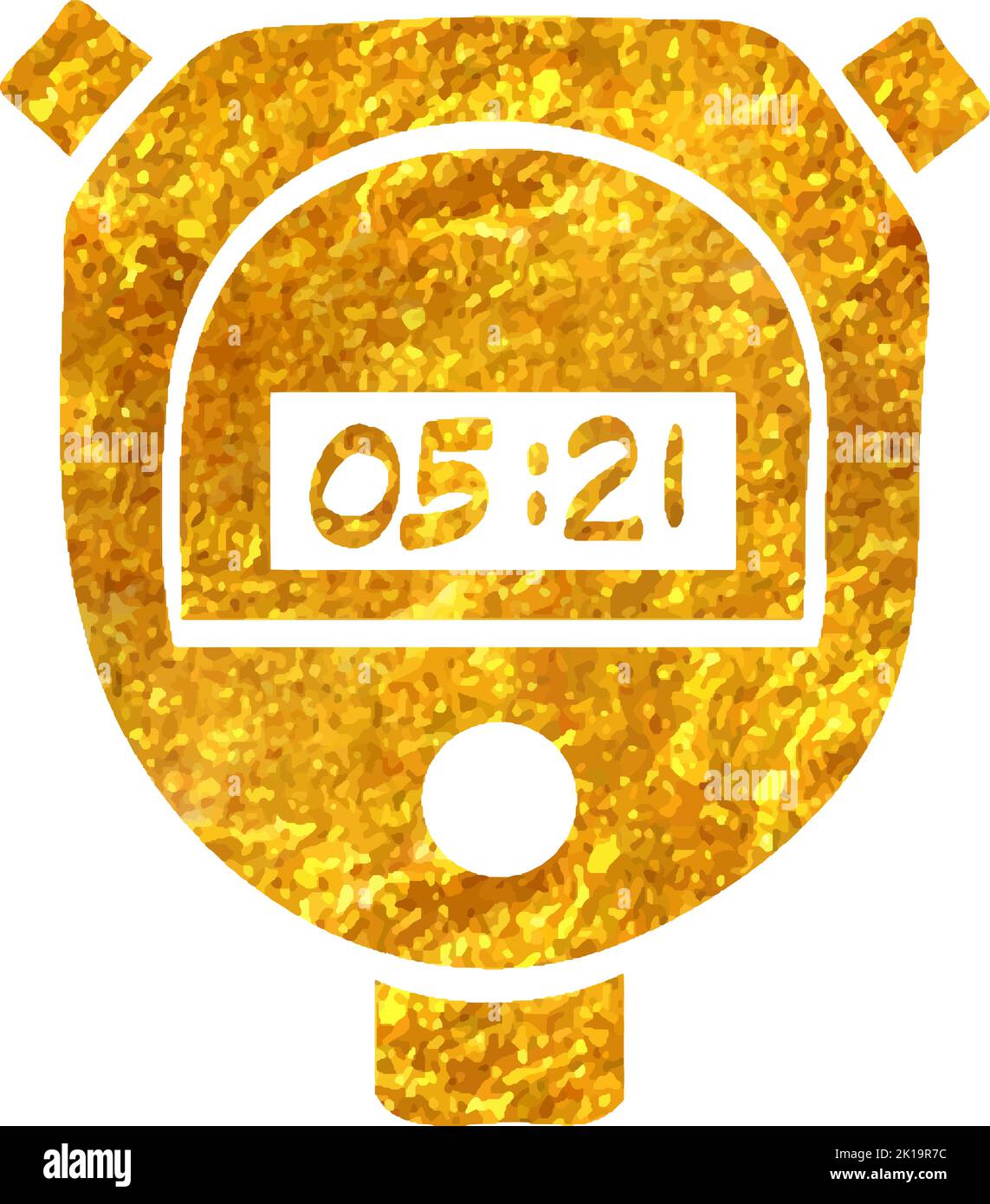 Hand drawn Stopwatch icon in gold foil texture vector illustration ...