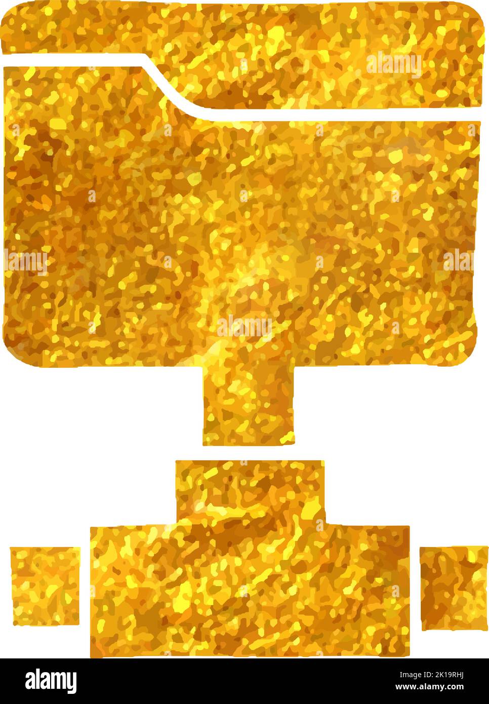 Hand drawn Shared folder icon in gold foil texture vector illustration ...