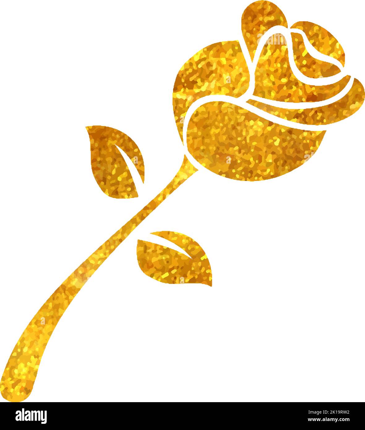 Hand drawn Rose icon in gold foil texture vector illustration Stock ...