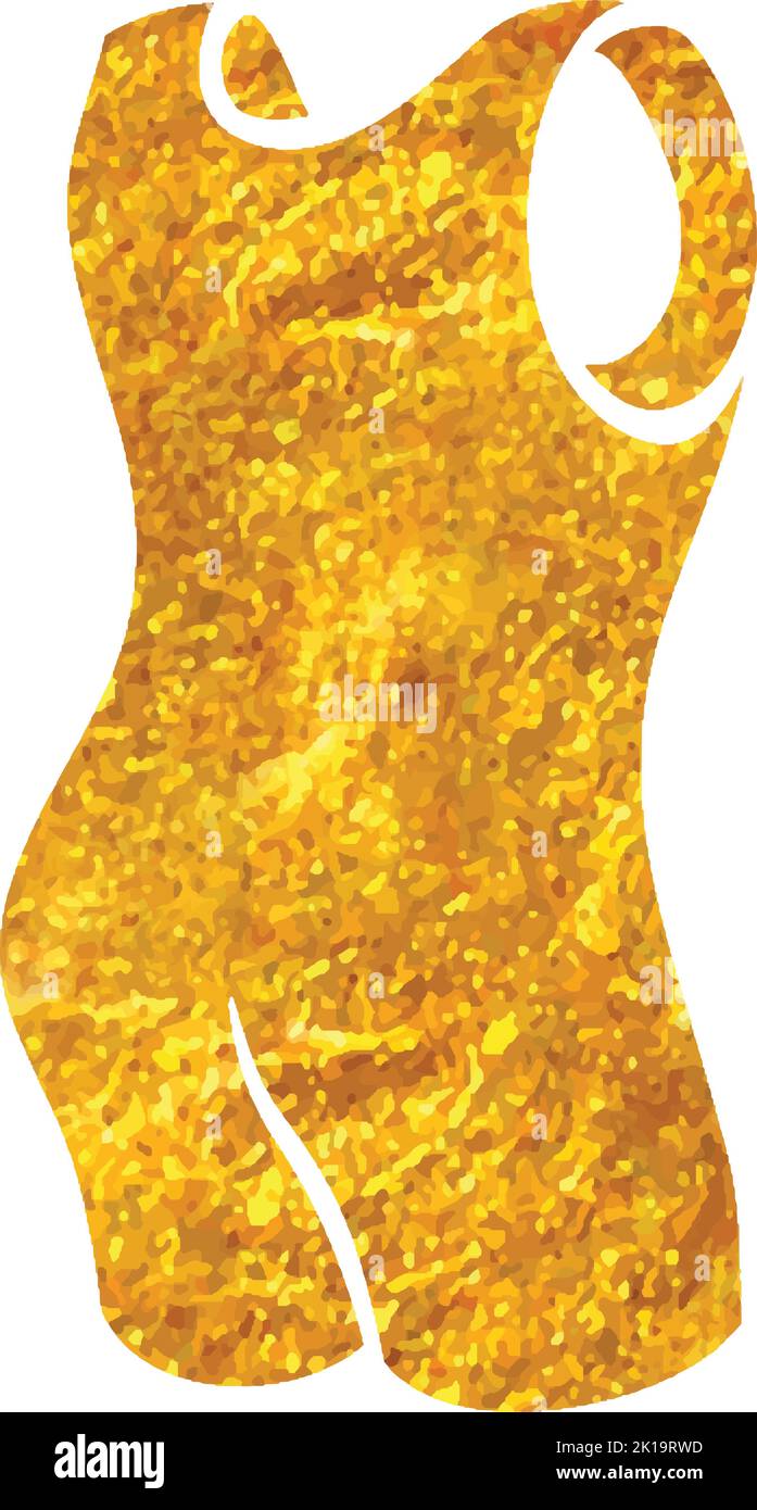 Hand drawn Triathlon suit icon in gold foil texture vector illustration ...