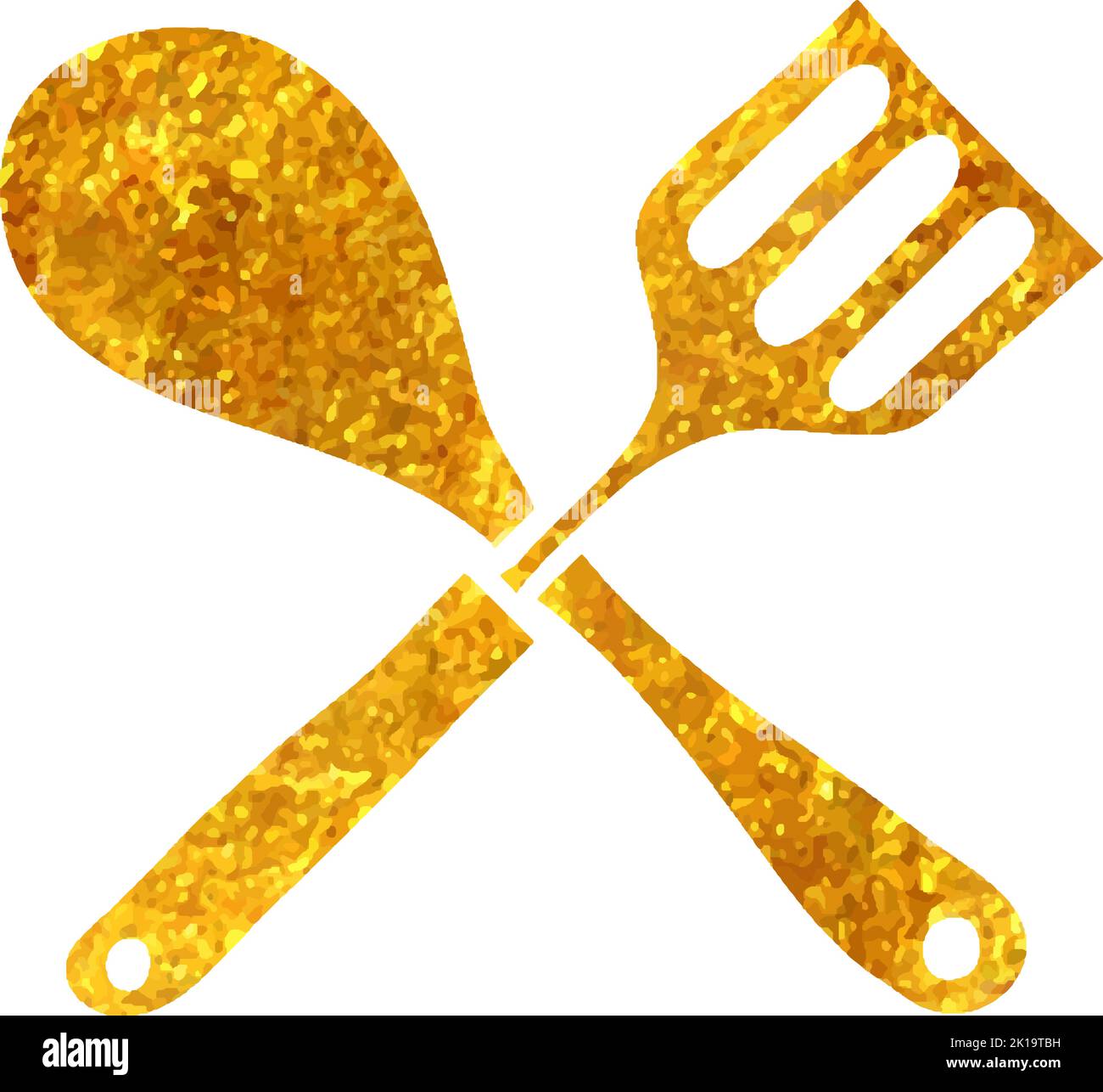 Hand drawn Spatula icon in gold foil texture vector illustration Stock ...