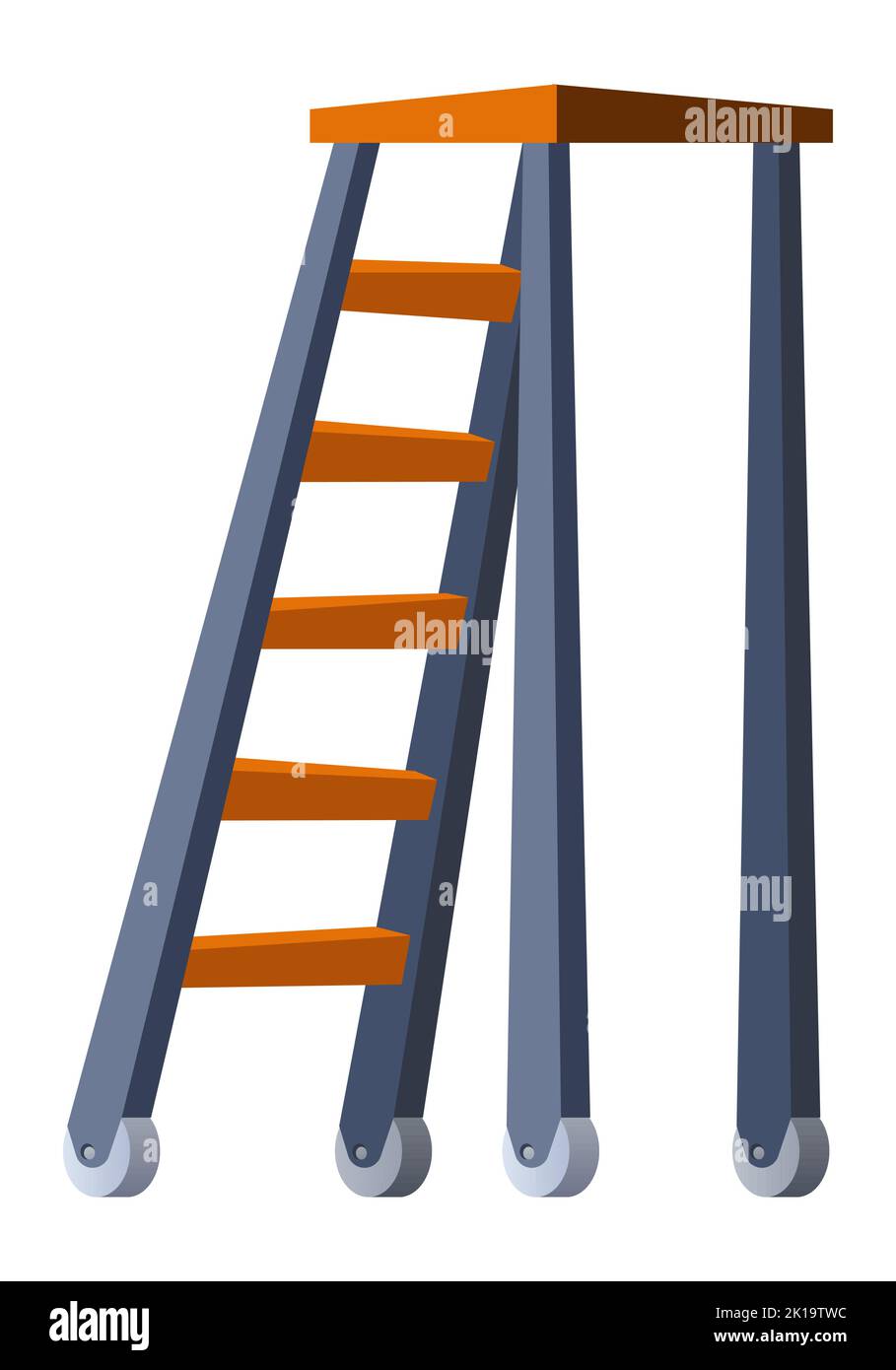 Stepladder on wheels - modern flat design style single isolated image Stock Vector