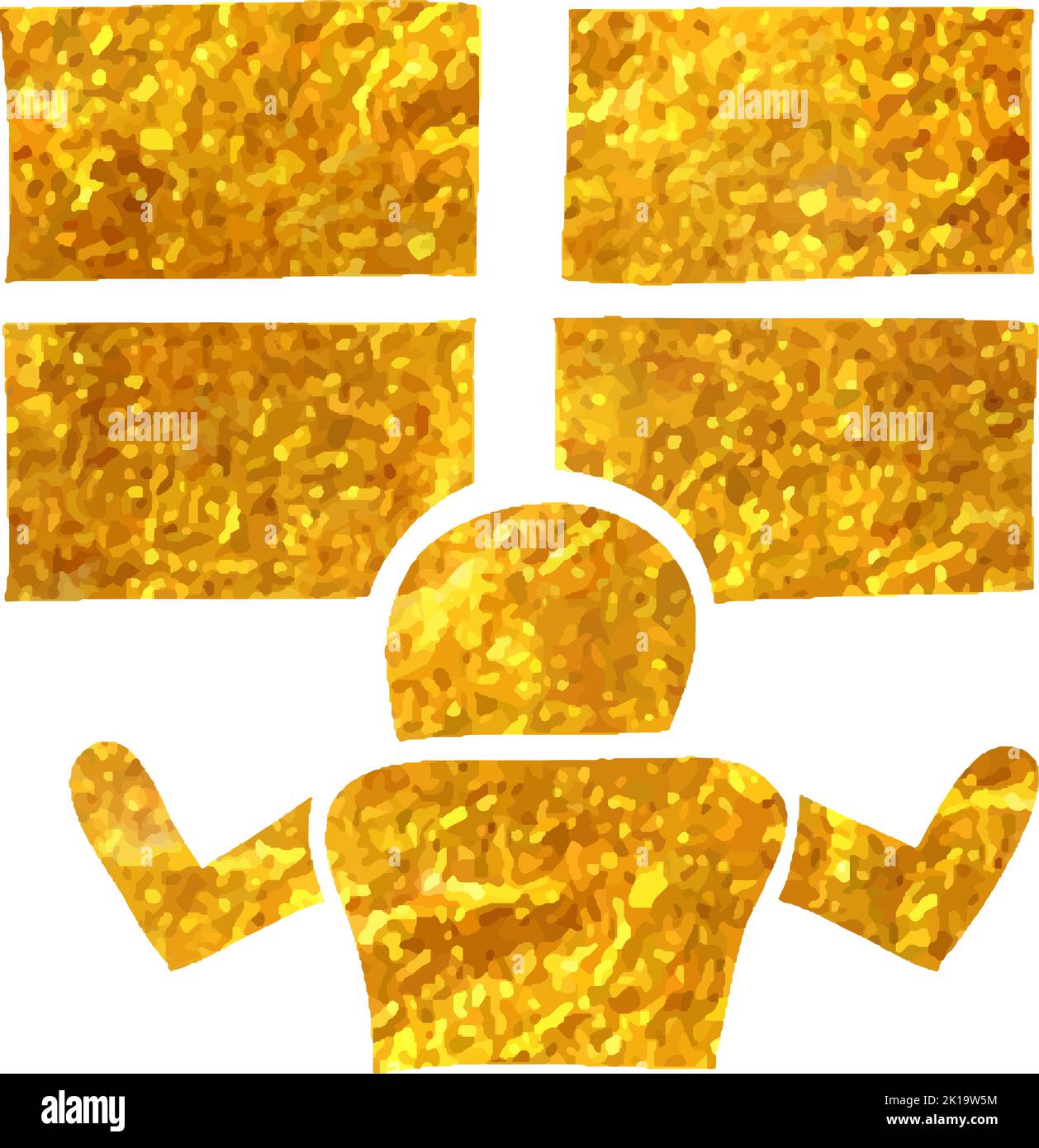 Hand drawn Surveillance room icon in gold foil texture vector ...