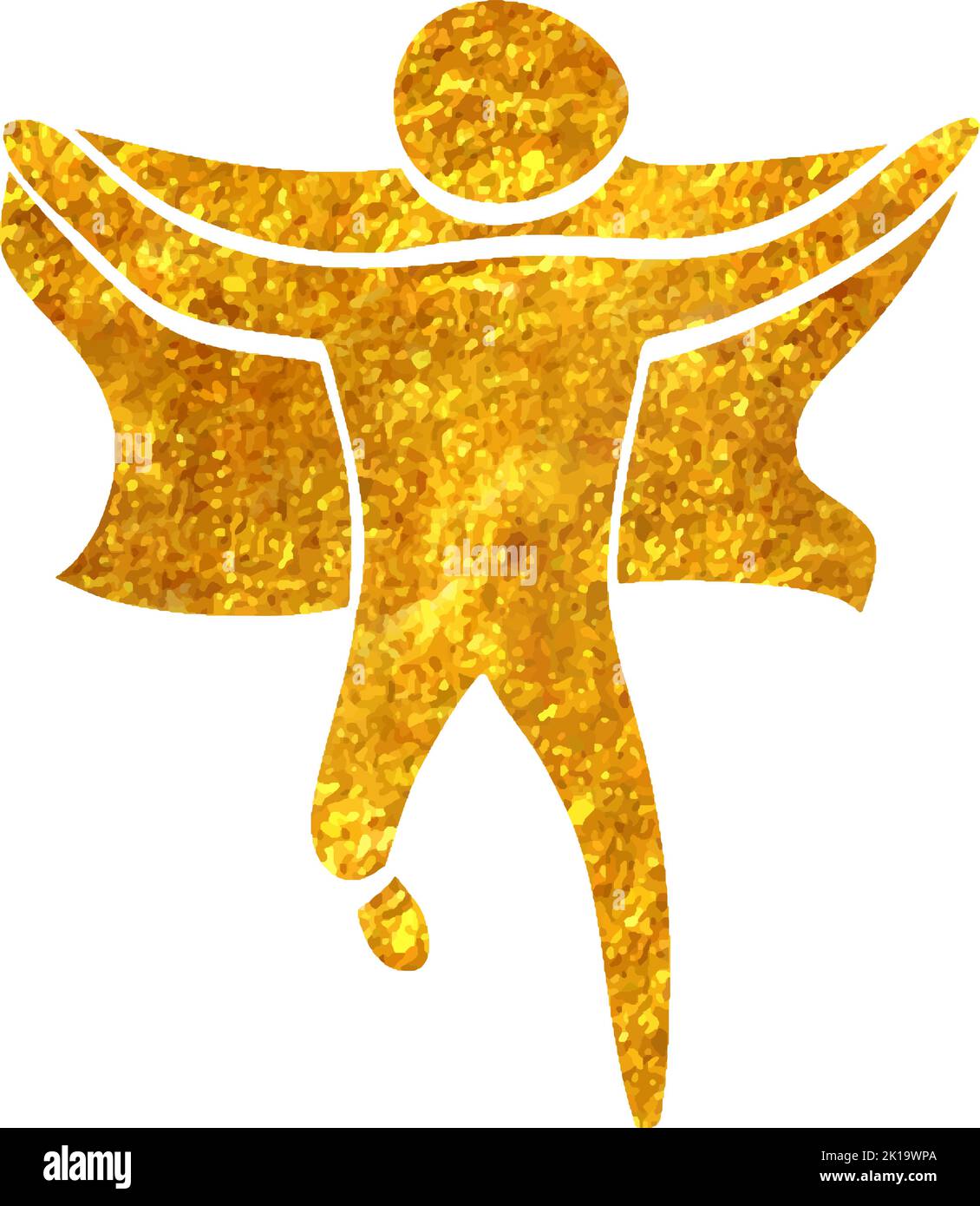 Hand drawn Wining sprinter icon in gold foil texture vector ...