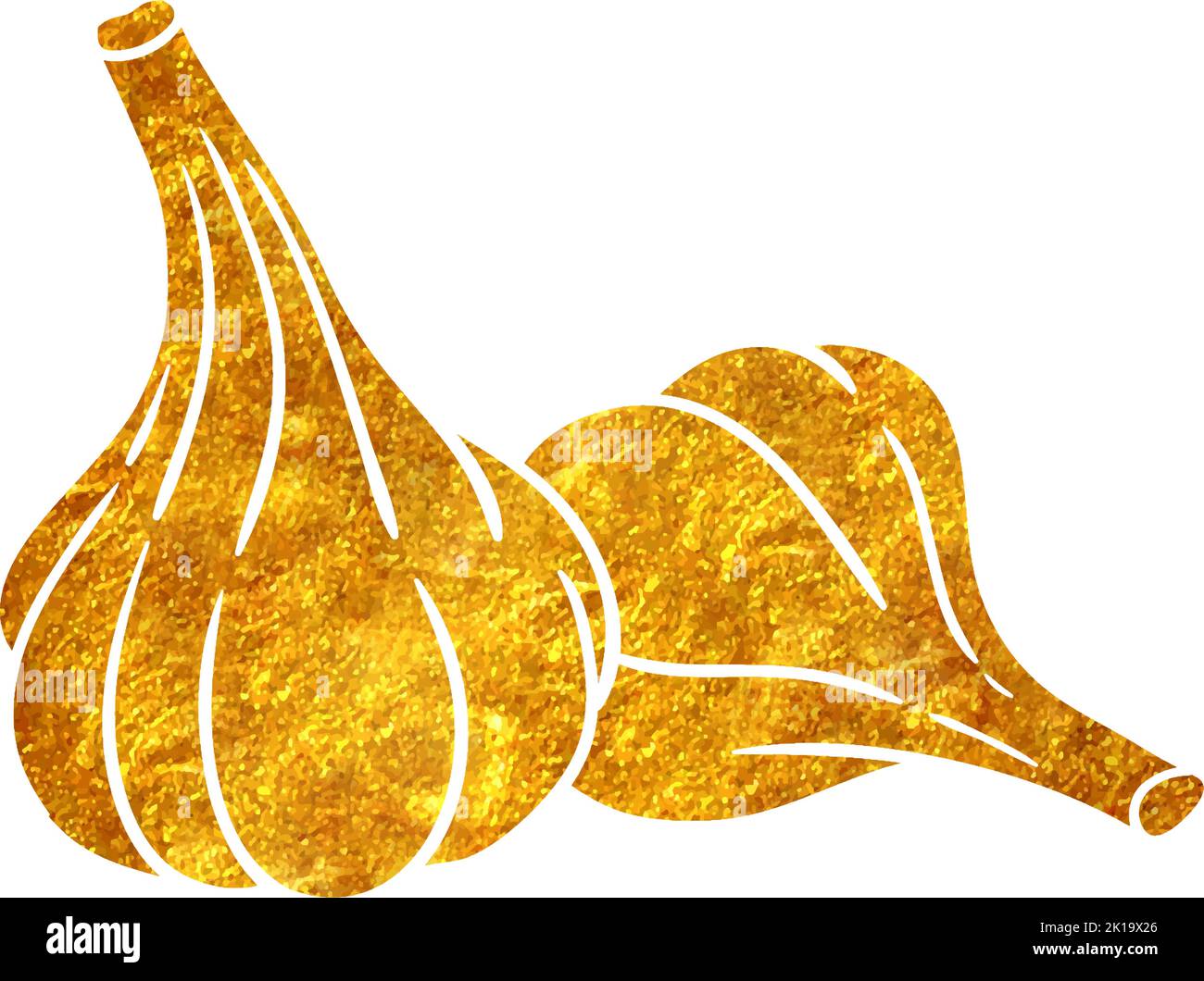 Hand drawn garlic icon in gold foil texture vector illustration Stock ...