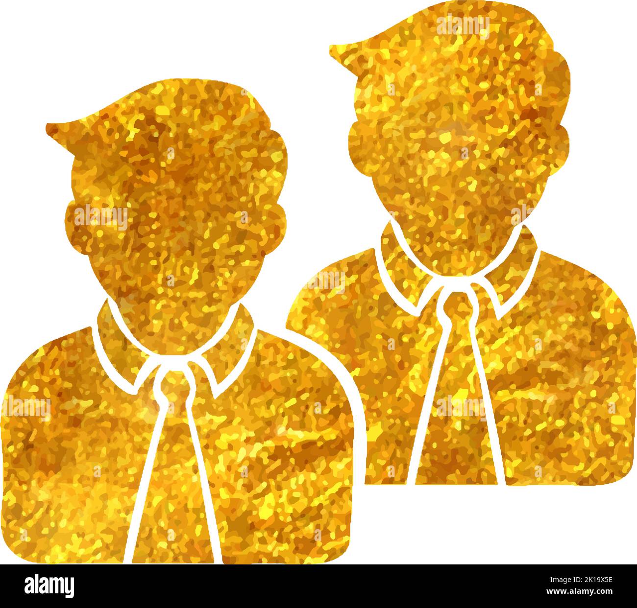 Hand drawn Businessman icon in gold foil texture vector illustration ...