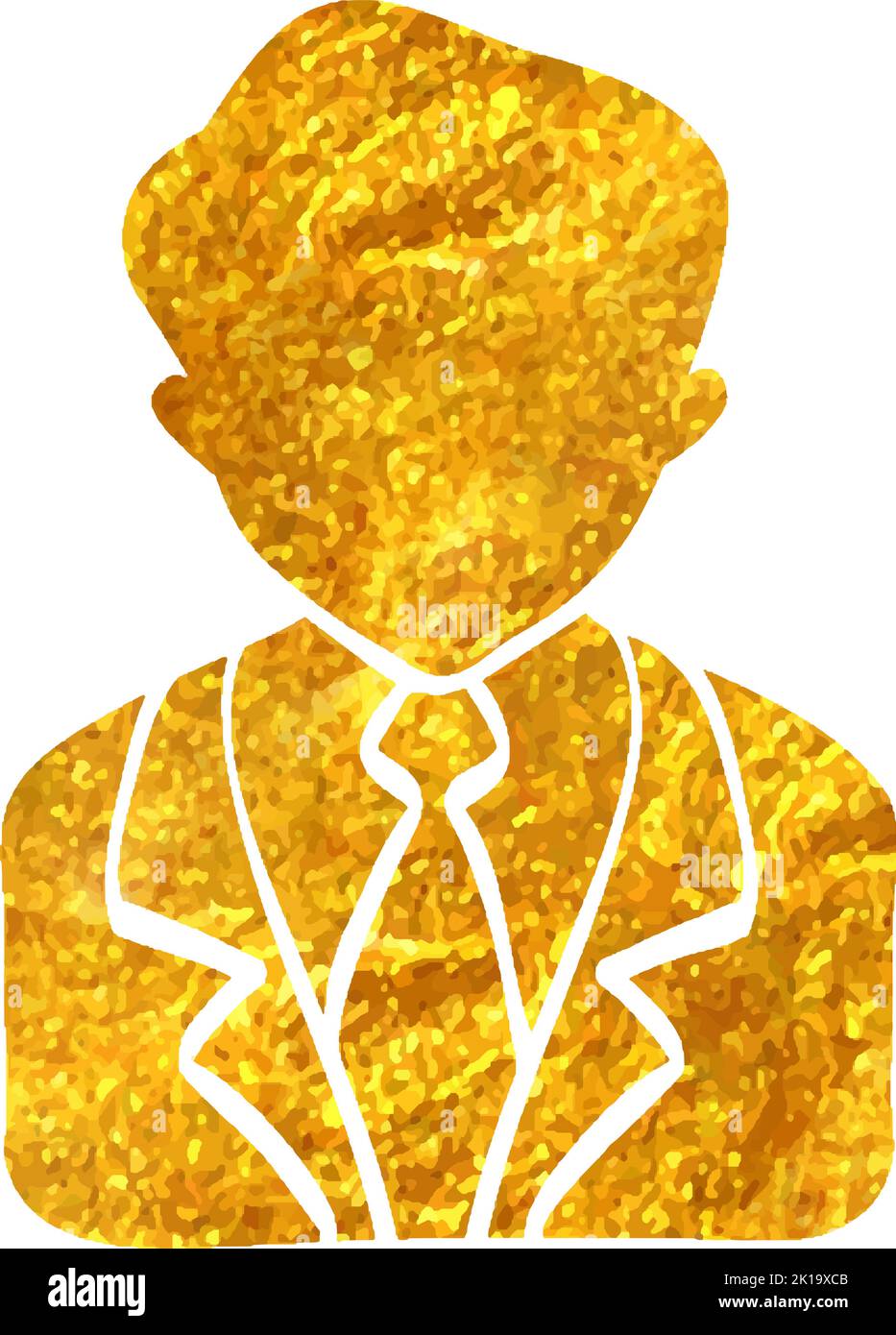 Hand drawn Businessman icon in gold foil texture vector illustration ...