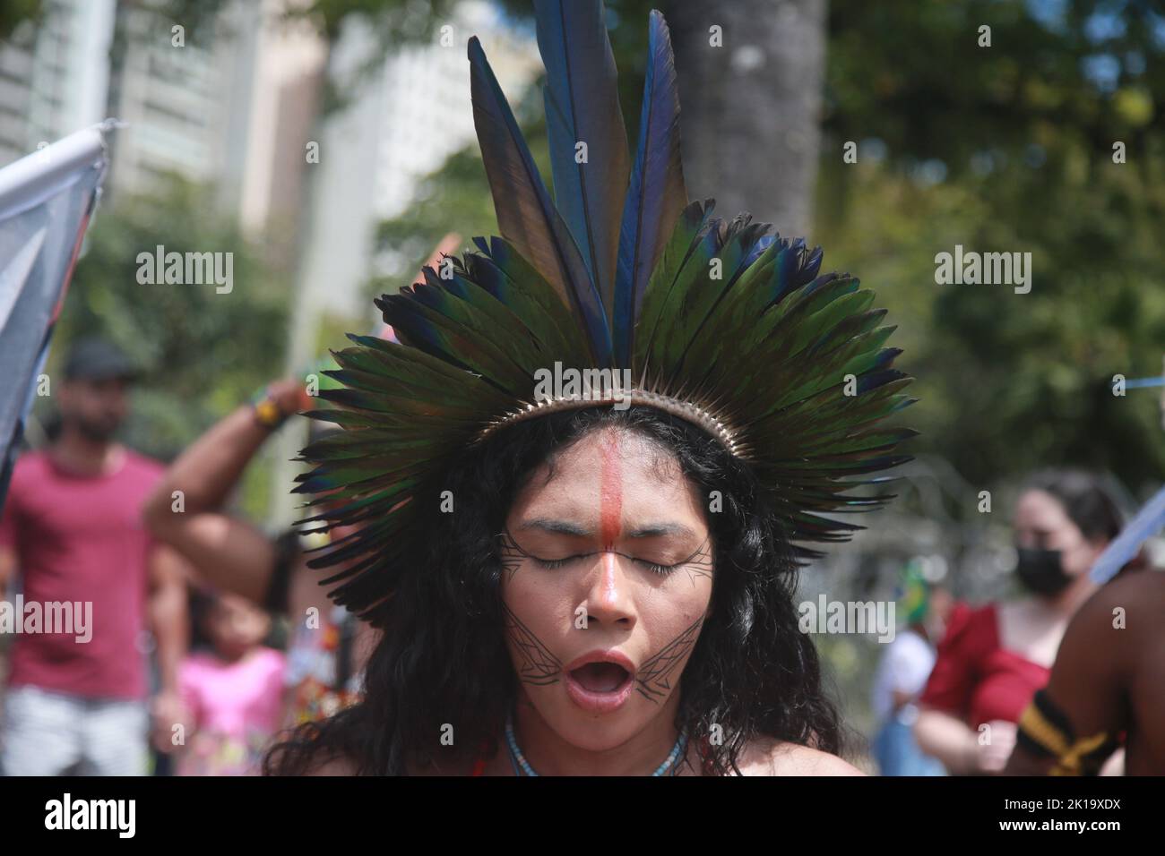 salvador, bahia, brazil - september 7, 2022: Indigenous people of the