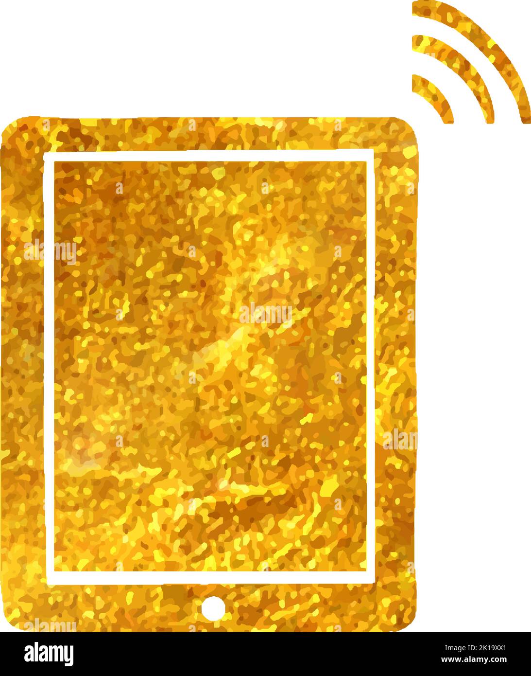 Hand drawn Tablet icon in gold foil texture vector illustration Stock ...