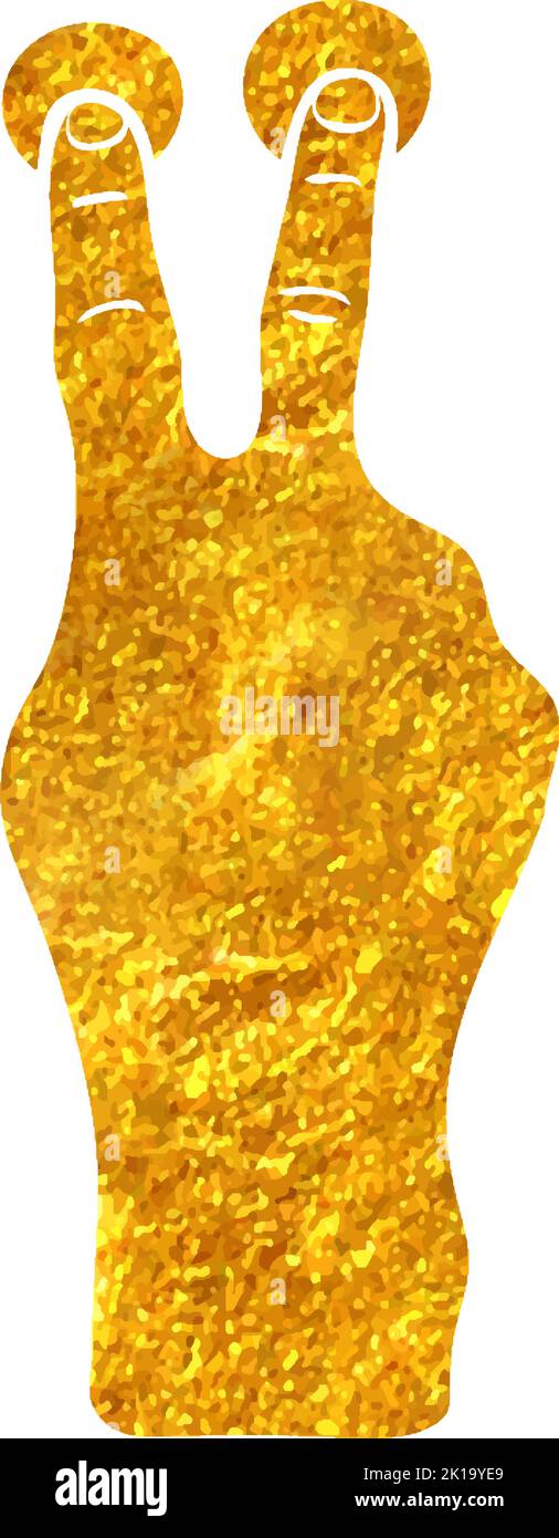 Hand drawn touchpad finger gesture icon in gold foil texture vector ...