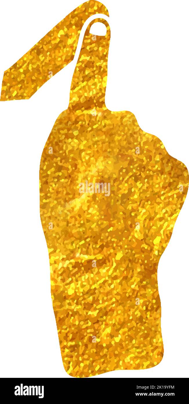 Hand drawn touchpad finger gesture icon in gold foil texture vector ...