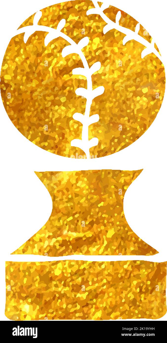 Hand drawn Baseball trophy icon in gold foil texture vector ...