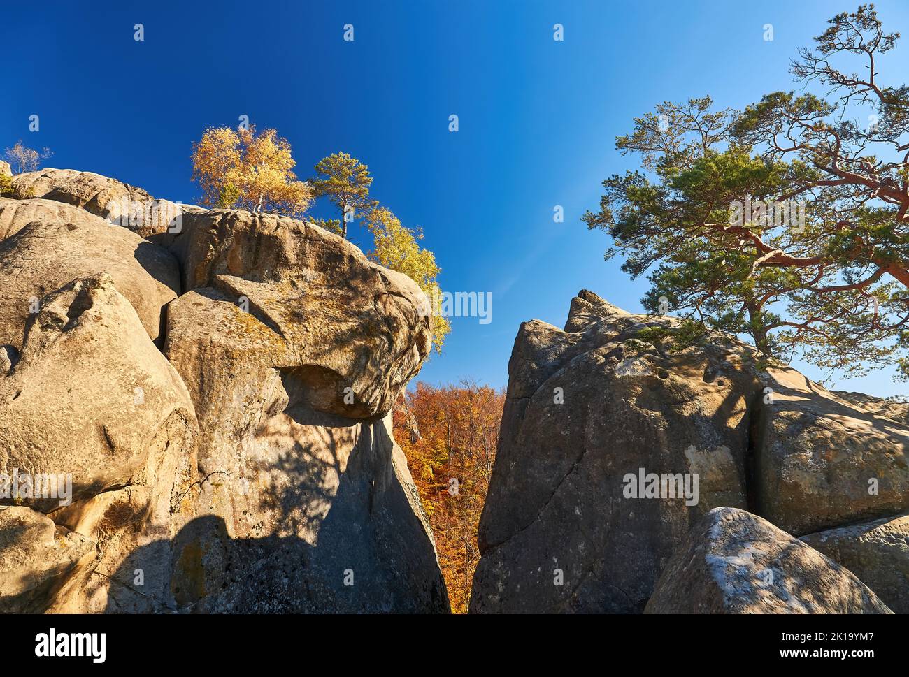 Dovbush rocks, group of rocks, natural and man-made caves carved into ...