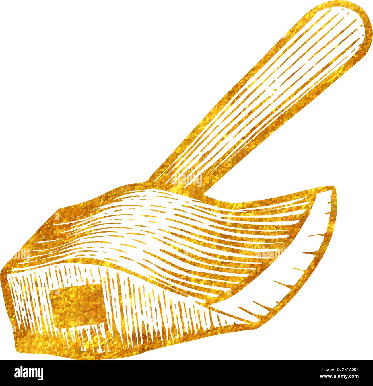 Hand drawn axe icon in gold foil texture vector illustration Stock ...
