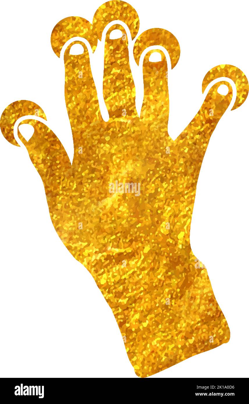 Hand drawn touchpad finger gesture icon in gold foil texture vector ...