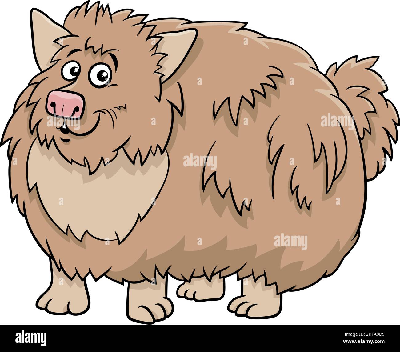 Cartoon illustration of funny shaggy dog comic animal character Stock