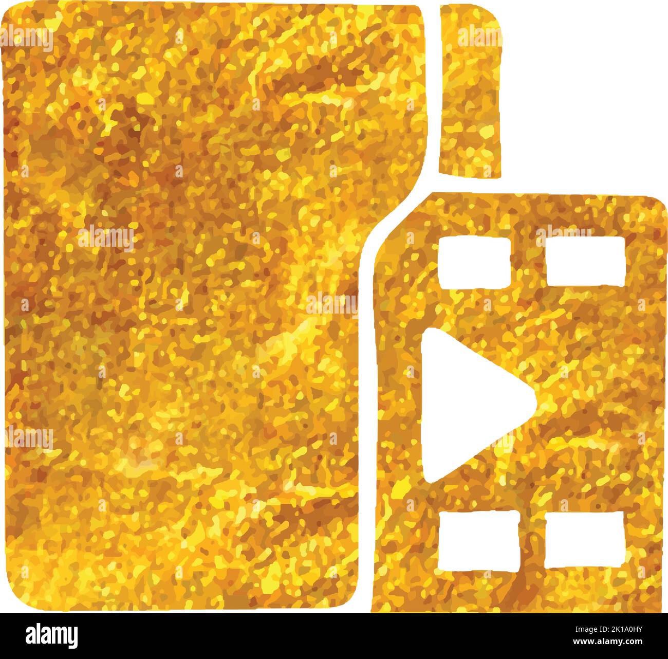 Hand drawn Movie folder icon in gold foil texture vector illustration ...