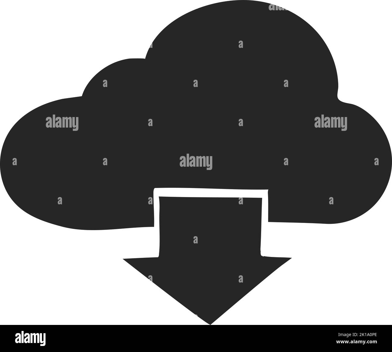 Hand drawn Cloud download vector illustration Stock Vector Image & Art ...