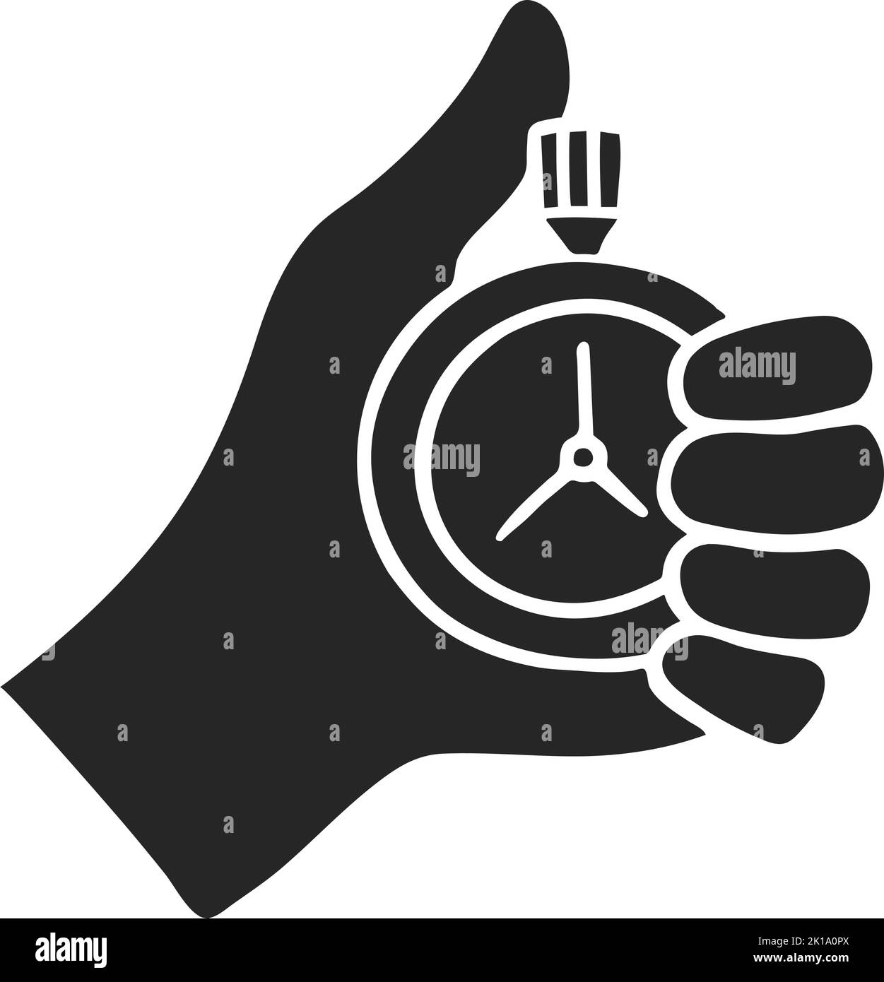 Hand drawn hand holding stopwatch vector illustration Stock Vector