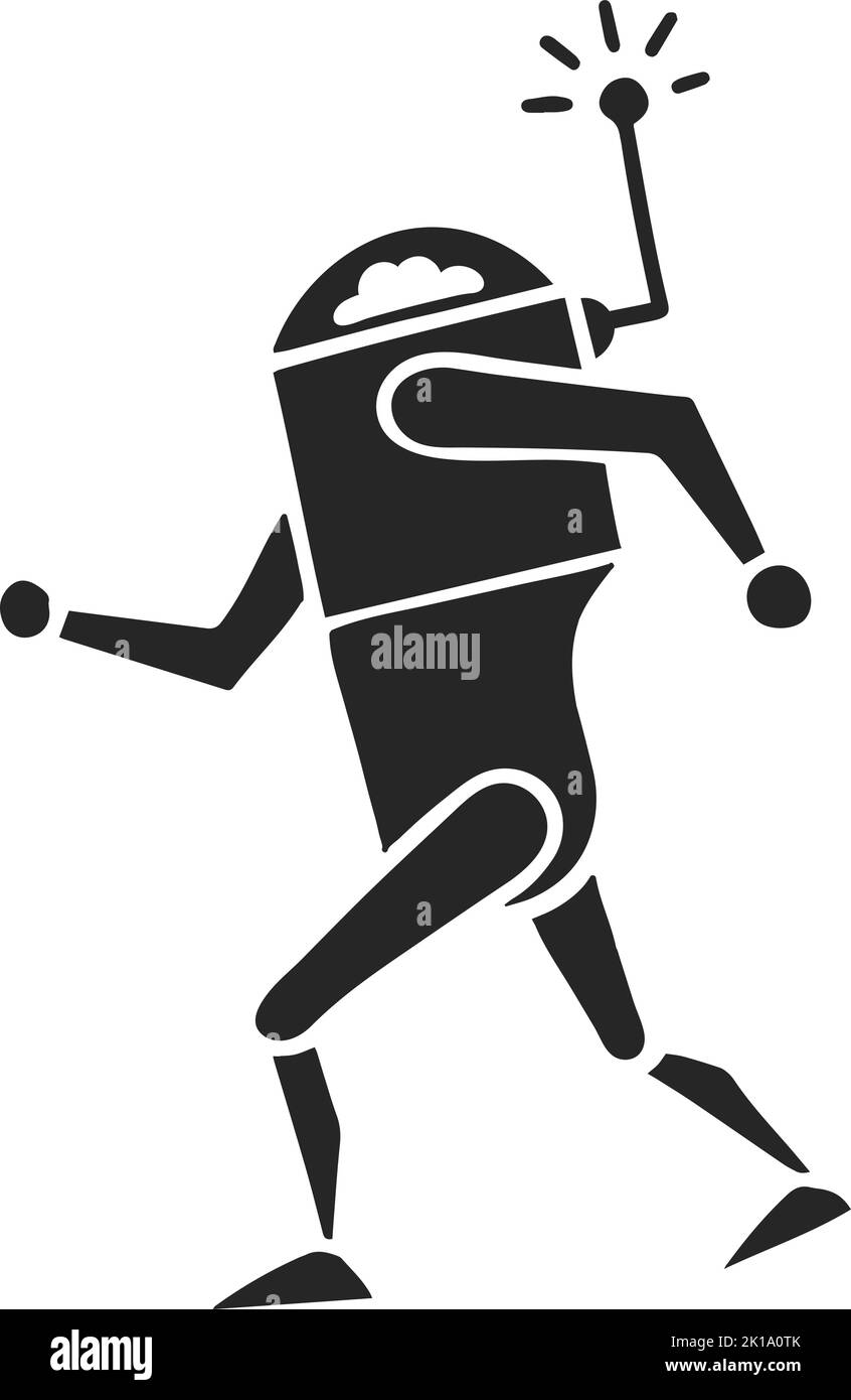 Hand drawn robot icon industrial technology vector illustration Stock ...