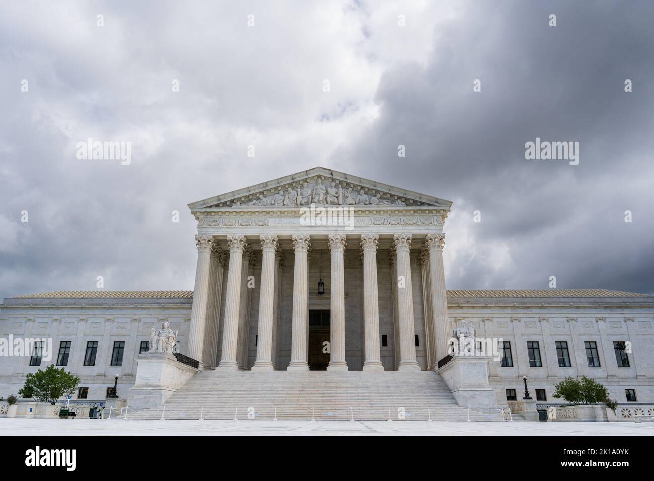 foreboding stormy sky over the Supreme Court building in Washington DC Stock Photo