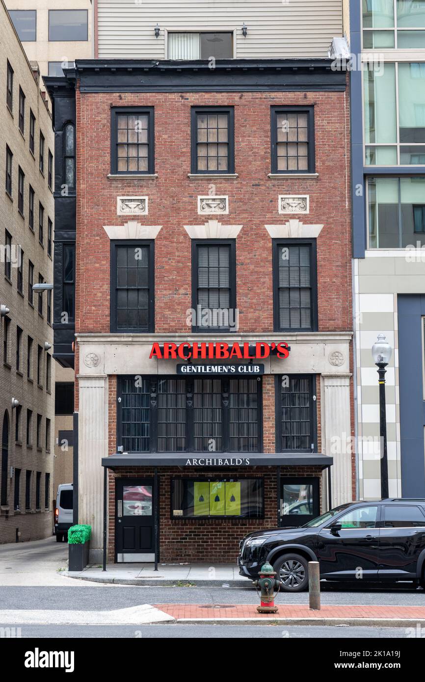 Washington, DC - June 27, 2022: Archibald's Gentlemen's Club, founded in 1969, is an upscale, fully nude strip club and 5 star kitchen. Stock Photo